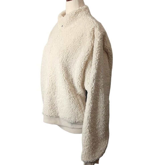 NEW Lucky Brand Hi-Pile Half‎ Zip Faux Shearling Pullover in Cream, Size 2XL - Picture 8 of 12